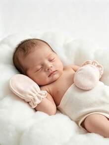 1/3 Pairs Newborn Solid Color Gloves, Pink, Anti-Scratch, Suitable For ...