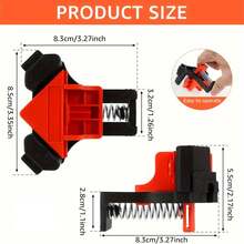 90 Degree Right Angle Woodworking Clamps 4pcs Strong High Spring Clamps Single-Hand Right Angle Fixing Clamps For Picture Frame Background Wall Panel Clamps Dust-Proof Stackable Storage Box Set Woodworking Tools - A - View 3