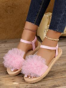 Women's Mesh Daily Versatile Fashion Flat Sandals - Baby Pink - View 6