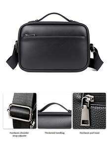 Men's Crossbody Bag, Bark Texture One Shoulder Bag, Personalized Handheld Business Bag, Youth Business Versatile Fashion Large Capacity Square Bag - Black - View 6