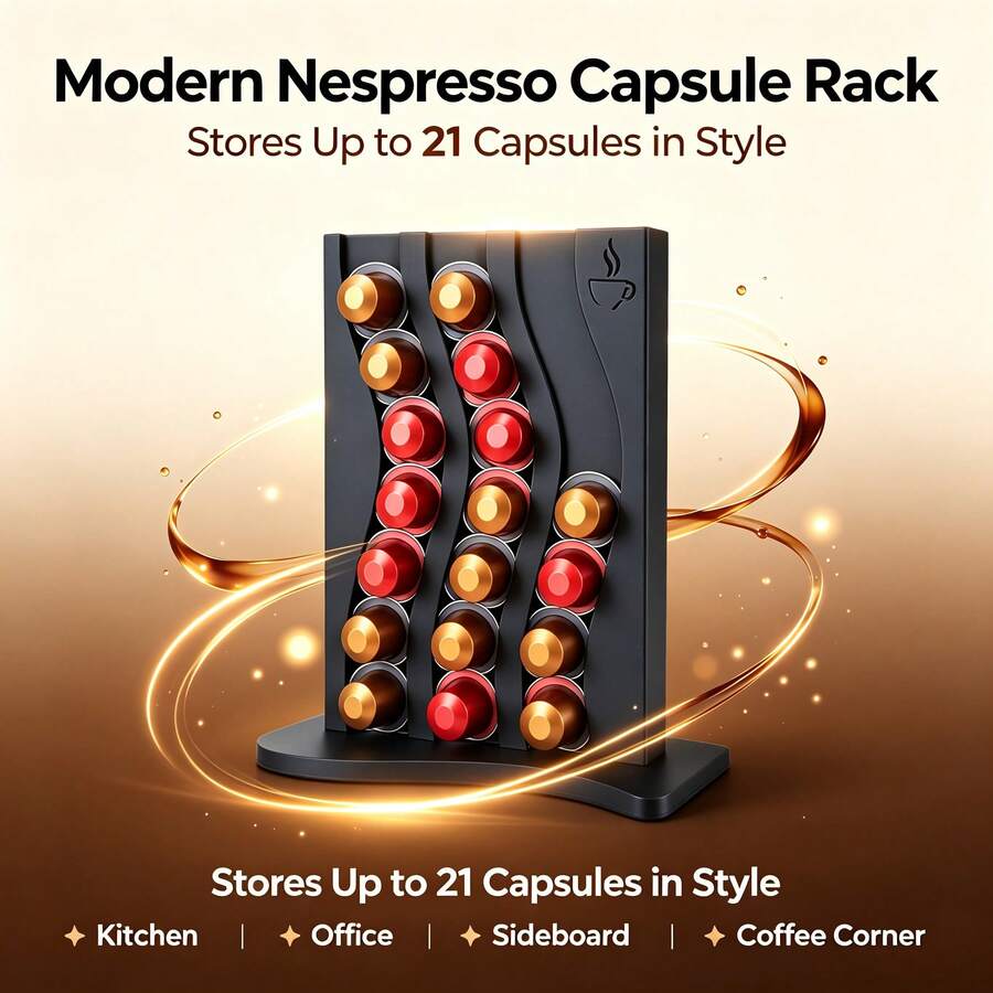 3D Printed Capsule Storage Rack, Holds 21 Coffee Capsules, Kitchen Office Sideboard Coffee Corner Organizer, Desktop Accessory - View 1