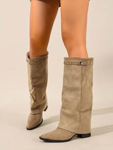 Women's Mid-Calf Boots, Vintage Bohemian Western Style, Suitable For Music Festivals And Party Outfits, Essential For Vacation And Travel - Khaki - View 3