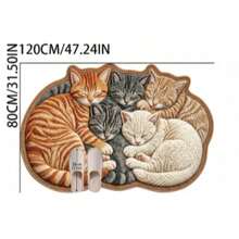 1pc Cute Sleeping Cat Ball Door Mat, Small Rug, Carpet, Runner Rug, Floor Mat, Home Decor, Area Rug, Outdoor Mat, Home Decor, Area Carpet, Bedroom Carpet, Washable Carpet - Multicolor - View 13