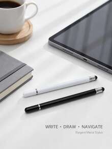 3-In-1 Capacitive Stylus Pen For Creators, Heavy-Duty Metal Barrel Touch Pen, Suitable For Video Editing, Sketching And Document Annotation, Universal Fine Tip Pen, Compatible With Smartphones And Tablets - View 6