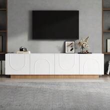 TV Stand, Modern Low TV Cabinet For Living Room, TV Console With Doors, Modern Design, Sideboard With Storage, Arched Front, Cabinet - White - View 1
