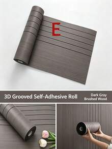 3 Meters/Roll 3D Grooved Self-Adhesive Wall Panel Roll, Brushed Wood Grain & Herringbone Texture Peel And Stick Decorative Wall Sticker, Suitable For Home Living Room Bedroom Renovation - Upgraded Version - View 8
