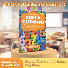 Portable Super Sudoku Logic Workout Notebooks, Daily Number Puzzle Challenge For Brain Training, Focus, Reasoning And Relaxation, Beginner To Challenge Levels, Travel-Friendly Size - Sudoku Difficulty Level - View 3