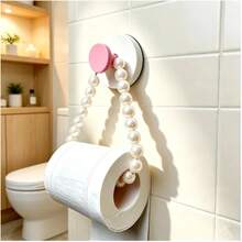 2pcs/Set Chic Pink Beaded Tissue Holder -Easy Install No Drill Wall Mount For Bathroom Decor Space-Saving Design ,Perfect Gift Idea, Stylish Home Accessory For Modern Bathrooms, Christmas/Halloween Gift Decorative - Multi-color B - View 4