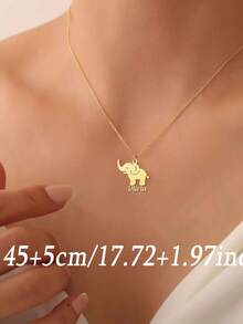 1pc Customized Elephant Name Necklace - Steel Cute Animal Pendant Jewelry, Durable Daily Wear Women's Necklace, Customizable Jewelry, Personalized Name Necklace, Mother's Day Gift, Animal Element Jewelry, Personalized Gift, Christmas, Halloween Gift - Multicolor 5 - View 4