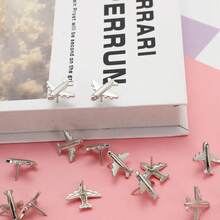 Luxury Zinc Alloy Silver Tone Airplane Shape Push Pins Decorative Thumbtacks For Travel Destination Map Marking Bulletin Cork Felt Board DIY Office Decor - Sets - View 3