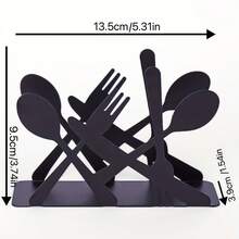 1pc Black Knife & Fork Napkin Holder For Home Kitchen, Cafe, Restaurant Dining Table, Metal Napkin Holder, Paper Towel Dispenser - Multicolor - View 5