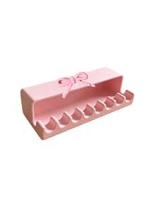 Desk Organizer Bowknot Desktop Storage Box, Light-Shielding Pen Holder | Anti-Drip, Stationery Organizer, Cosmetic Compartment Storage Rack, Desk Organizer Box, Suitable For Students, Girls, Office Workers, Perfect For Back To School, Birthday Gifts, Store Pens, Lipsticks, Small Items, Dorm, Bedroom, Office Desk, Multi-Color Sweet Style Plastic Compartment Storage Box - Multicolor - View 12