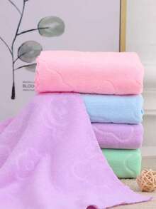 4pcs Random Embossed Bear Design Quick-Dry Soft Absorbent Thick Face Towels For Home Use - Multicolor - View 3