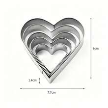 5pcs Heart-Shaped Stainless Steel Cookie Cutter Set, Multi-Size Heart Mousse Ring, Material, Smooth Edges For Hands, Suitable For Making Cookies, Pudding, Mini Cakes, Fruit Slices. Perfect For Home Baking, Parent-Child DIY, Valentine's Day Dessert Table, Heat-Resistant And Durable, Easy To Clean And Store, Ideal For Beginner Baking Enthusiasts And Private Studios, Multi-Functional Kitchen Baking Tool, Valentine's Day, Christmas, Mother's Day, Halloween, Back To School, Gift. - View 14