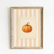 1pc Frameless Striped Pumpkin Fall Kitchen Bar Cart Wall Art Dorm Gift - Multi-color - View 3