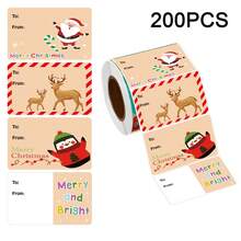 1/200/500pcs Christmas Gift Labels Stickers, Writable Self-Adhesive Multi-Purpose Holiday Decorative Labels, Multiple Styles, Candy Cane & Penguin Patterns, Christmas & Thanksgiving, Suitable For Holiday Gift Wrapping, Christmas Decoration, Christmas Crafts - Style a - View 8