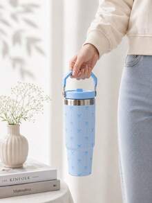 SCALON 30oz/900ML 1PC Large Capacity Insulated Tumbler With Handle And Straw, 304 Stainless Steel Vacuum Insulated Cup, Leak-Proof Portable Travel Mug, Long-Lasting Hot And Cold Retention, Car Cup Holder, Back To School Coffee Cup, Suitable For Travel, School, Office, Outdoor, Gym, Home, Gift For Friends And Family, Holiday Gift, Birthday Gift (Includes Straw), Ideal Christmas/Halloween Gift, Water Bottle, Water Cup, Travel Mug - Multicolor - View 6