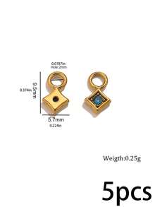 5 Pcs 304 Stainless Steel 18K Gold Plated Square Rhinestone Charms, Multi‑Color Crystal Tiny Pendants DIY Jewelry Accessories, Handmade Necklaces - Pendants - View 8