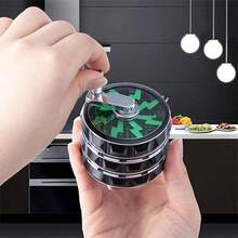 4-Layer Aluminum Alloy Manual Spice Grinder, Metal Shiny Hand-Crank Handle Herb Grinder, Portable Mortar And Pestle Grinding Tool, Premium Gift For Kitchen And Home Use - Black - View 4