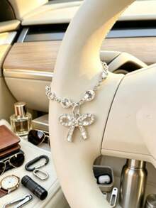 1pc Crystal Virgin Mary Rhinestone Cross Pendant, Elegant Women's Car Interior Decor Hanging Ornament, Universal Decoration For Steering Wheel, Rearview Mirror And Handbag, Exquisite Religious Style Gift For Family And Friends - A - View 7