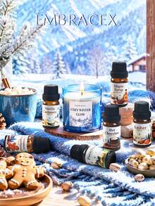 EMBRACEX. 6pcs/1 Set 10ml Winter Essential Oil Set, Warm Scent, Suitable For Diffuser/Humidifier, Winter Atmosphere, Aromatherapy Candle, Romantic Scent, Thanksgiving/Christmas Gift, Multiple Fragrances Available - Winter Set - View 3
