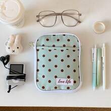 1pc Polka Dot Storage Bag Pencil Case/Cosmetic Bag/Passport Holder Multi-Layer Compartment Stationery Organizer Portable Zipper Pouch Suitable For School And Daily Use - Multicolor - View 16