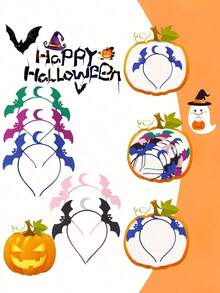 1/3/6pcs FallNewGothicHalloweenWomen3DHeadbandPumpkinGhostBatSpiderWebSparkleWomenHairAccessoryCostumePropFallWomenAccessoryHairAccessory - Multicolor - View 6