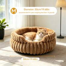 Round Cat Bed With Notch, Warm And Breathable, Fluffy And Soft, Suitable For All Seasons, Solid Color, Small Pet Bed/Cat Bed, Winter Warm Pet Bed. Cat Bed, Dog Bed - Multicolor - View 9
