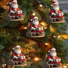 5pcs Christmas Party Decor Christmas Tree & Santa Claus Ornaments (Flat Style) - Multicolor - View 1