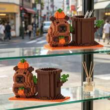 Creative Capybara Pen Holder Building Block Figurine Gift, PP Material. Suitable For Office, Desk, Desktop Storage, Family Gathering Games, Team Stress Relief Toy, Birthday, Valentine's Day, Halloween Gift, For Classmates, Friends And Family. - Multicolor - View 3