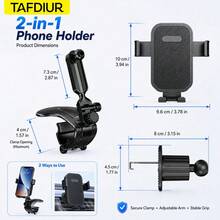 2-In-1 TAFDIUR Car Phone Holder, Dashboard Clip + Air Vent Dual Use, 360° Rotating Anti-Shake Car Navigation Mount - Multicolor - View 4