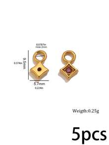 5 Pcs 304 Stainless Steel 18K Gold Plated Square Rhinestone Charms, Multi‑Color Crystal Tiny Pendants DIY Jewelry Accessories, Handmade Necklaces - Pendants - View 9