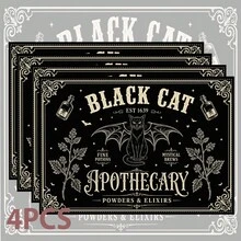 1pc/4pcs/6pcs/8pcs, Halloween Bat & Cat Pattern Table Mat, Suitable For Dining Table, Breakfast Mat, Coffee Bar, All-Season Decor, Washable Placemat, Room Decor, Kitchen Table Mat, Indoor/Outdoor Party Decoration, Home Decor, Ideal Gift - Multicolor - View 13