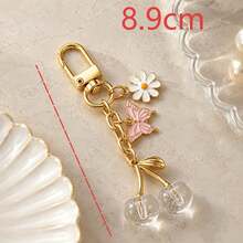 1 pieza Llavero de cereza artificial brillante nuevo unisex, Charm de bolso de cereza 3D elegante y exquisito - Multicolor - Ver 2