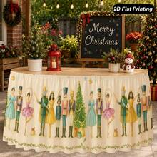 1pc 2D Flat Christmas Tablecloth With Broken Walnut Christmas Pattern, Perfect For Home Kitchen Christmas Decoration And Holiday Party - View 4