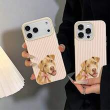 1件 TPU材質軟癒粉色與白色條紋小狗蝴蝶結圖案手機殼，適用於 iPhone 17 Pro Max/17/16 Pro Max/15/13/12/11/S20 FE/A15/S24/A55/Note 11/Note 12/Note 13 Pro，全包防摔軟殼手機保護套 - 白色 - 查看 5