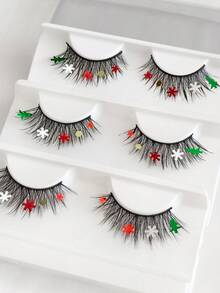 aHoneya 3 Pairs Christmas Eyelash Full Strip Halloween Eyelashes Pairs Of Christmas Lashes - View 8