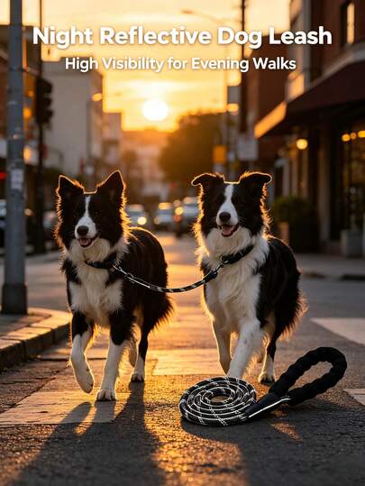 High-Toughness Reflective Pet Leash, Designed For Daily Walks, Park Outings And Outdoor Hiking. Made Of High-Density Reflective Nylon Braided Rope, Excellent Tensile Strength, Reflects Light At Night, Effectively Enhancing Safety In Low-Light Environments. Equipped With High-Strength Zinc Alloy Lock, Secure Grip, Not Easily Detached Even Under Strong Pulling. Soft Foam Handle