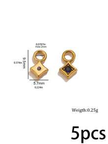 5 Pcs 304 Stainless Steel 18K Gold Plated Square Rhinestone Charms, Multi‑Color Crystal Tiny Pendants DIY Jewelry Accessories, Handmade Necklaces - Pendants - View 15