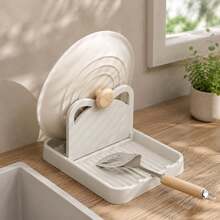 Countertop Pot Lid Holder With Removable Drip Tray, Multi‑Purpose Utensil Rest Stand For Lids, Spatulas, Spoons, Space‑Saving Kitchen Counter Organizer For Stovetop - Multicolor - View 5