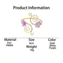 1pc Fashion Niche Design Summer Vacation Vibe Elegant Light Purple Flower Shaped Adjustable Arm Cuff For Women - Purple - View 5
