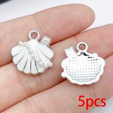 5/20pcs Silvery Ocean Charms Rhinestone Shell Starfish Mermaid Tail Dolphin Jellyfish Pendant For DIY Bracelet Necklace Jewelry Making Findings - Multicolor - View 27