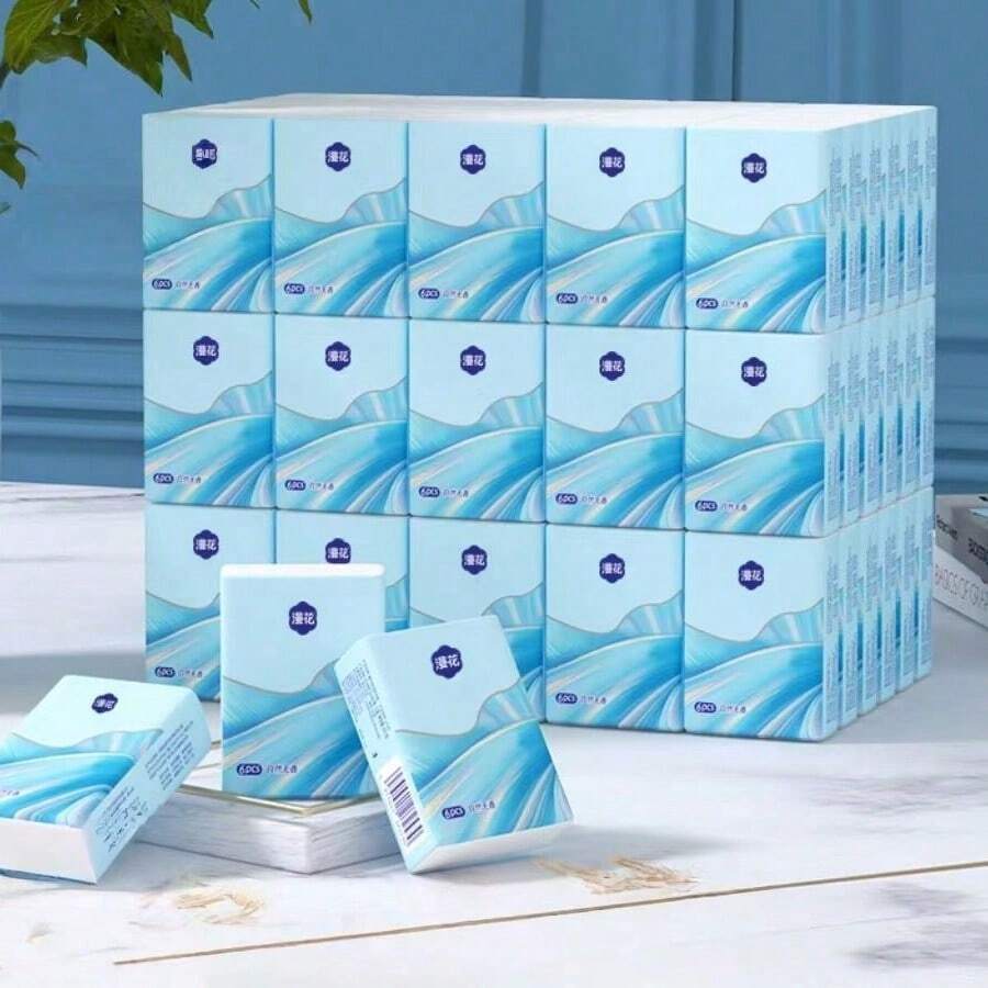 12/24/60/120pcs Portable Pocket Tissues, Bagged Facial Tissues, Compact Mini Pocket Tissues, Suitable For Students And Travel - Multicolor - View 1