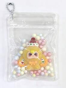 1 Bag Macaron Color Flocked Doll With Transparent PVC Printed Star Bag Charm Lanyard, Dopamine Star Keychain With Spring Clip, Bag Pendant, Birthday Gift, Party Favor - Multicolor - View 20