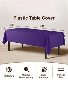 1/3/6/12pcs Deep Purple Solid Color Disposable Plastic Tablecloth - 54in X 108in - Suitable For Parties And Picnics, Suitable For Weddings, Christmas, Thanksgiving, Halloween - Dark Purple - View 3