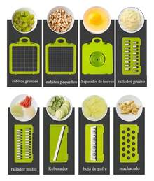 Rallador Cortador Rebanador Picador 13 Piezas Manual Para Futas Y Verduras Viralix - Verde - Ver 3