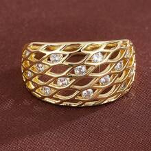 1pc Grid Design Cubic Zirconia Inlaid Fashion Ring For Women - Multicolor - View 2