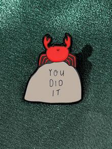 1pc Funny Stone Crab Brooch, Small Versatile Creative Design Eye-Catching, Suitable For Various Outfit Styles, Highlight Outfit Details With Personalized, Metal Alloy Decorative Pin - Multicolor - View 6