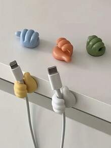 Thumb Hook Cable Organizer Creative Cute Data Cable Storage Fixing Cable Management Clip No-Drill Adhesive Hook - Multicolor - View 3