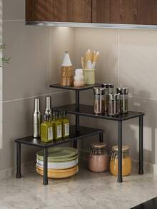 1pc Multi-Layer Corner Countertop Storage Rack, Multi-Functional Kitchen Spice Bottles, Tableware, Coffee Cups, Snacks And Bathroom Toiletries, Skincare Cosmetics Home Desktop Storage Rack, Kitchen Storage Rack - Multicolor - View 1